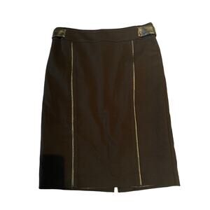Dahlia Collection Black Lined Pencil Skirt - Leather Accents - Size 8